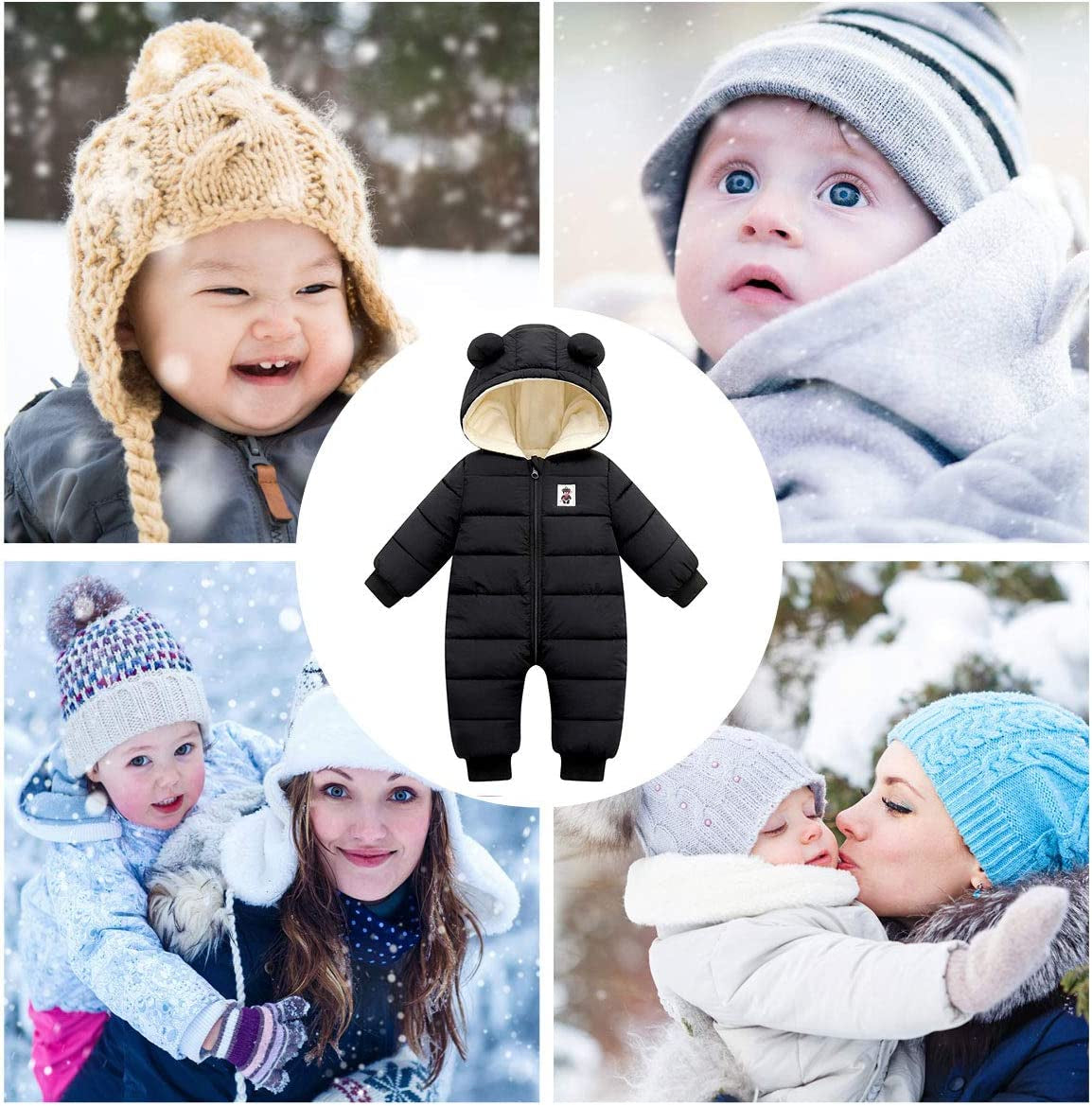 Baby Snowsuit Winter Coat Warm Hoodie Romper Puffer Jacket