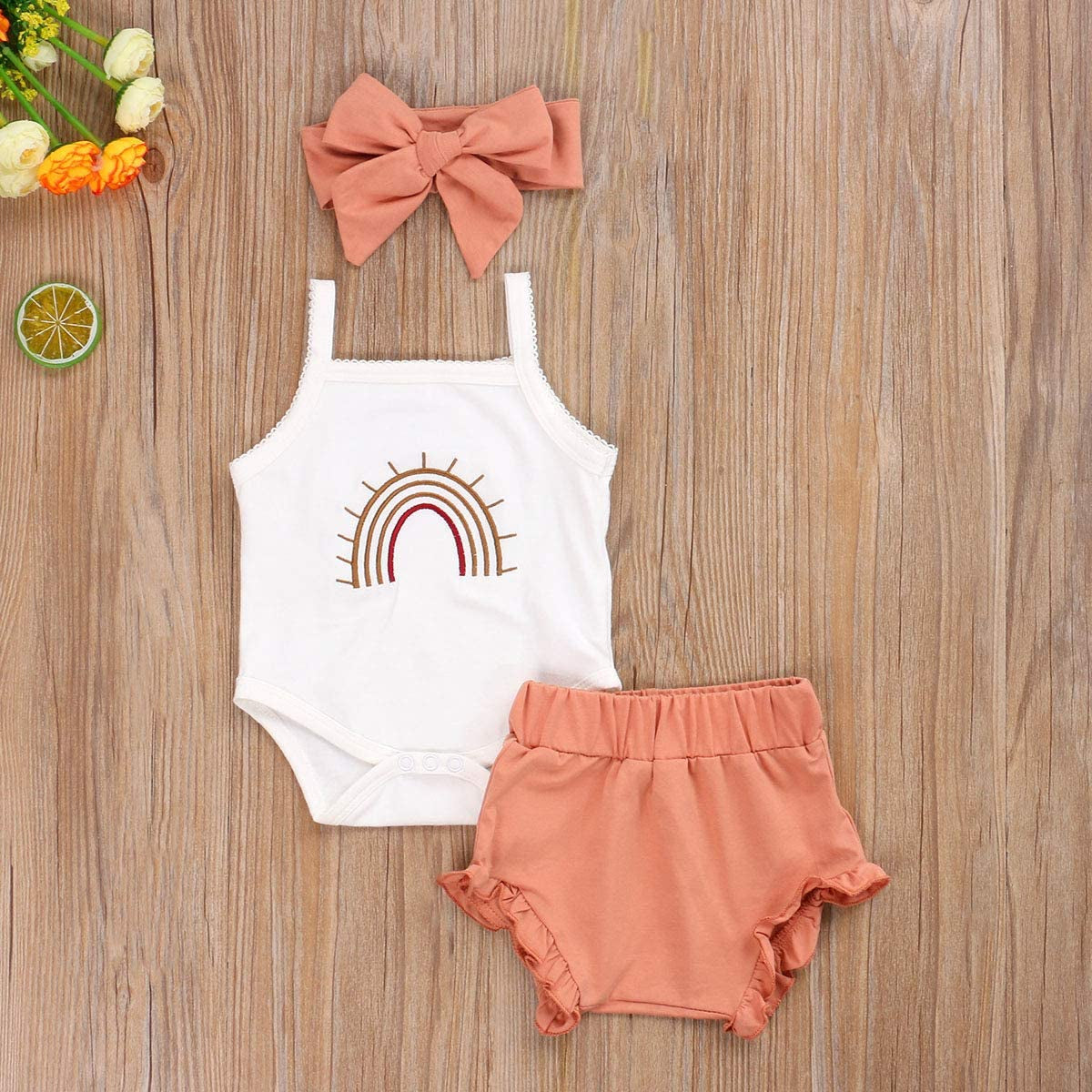 Newborn Baby Girl Clothes Cotton Infant Romper Headband Shorts Play Wear Summer Outfits