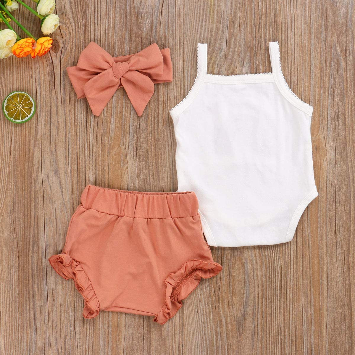 Newborn Baby Girl Clothes Cotton Infant Romper Headband Shorts Play Wear Summer Outfits