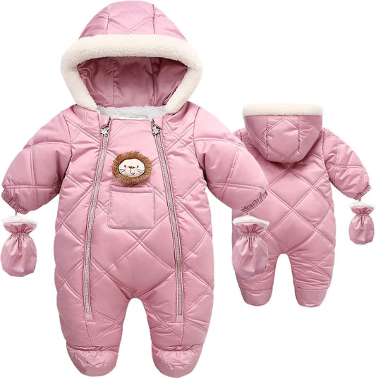 Infant Baby Winter Snowsuit Coat Romper Hooded Footie Outwear Warm Jumpsuit Bodysuit for Girl Boy 6-24 Months