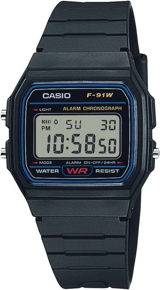 Classic F91W Series Quartz Watch | Water Resistant |1/100 Second Stopwatch | Daily Alarm | Hourly Time Signal |Auto Calendar |SS Caseback |12/24-Hour Format