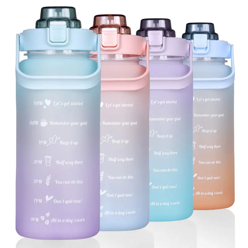 Half Gallon 64 OZ Motivational Water Bottle with Straw and Time Marker BPA Free Drinkware Lid