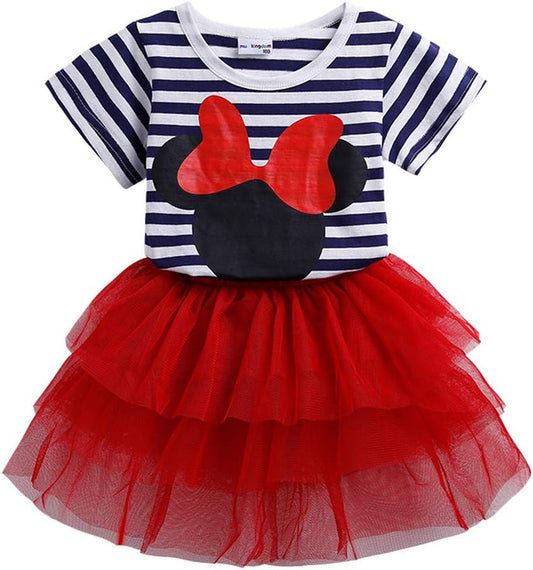 Toddler Girls' Cartoon Cute Set T-Shirt and Tutu Skirt Outfit