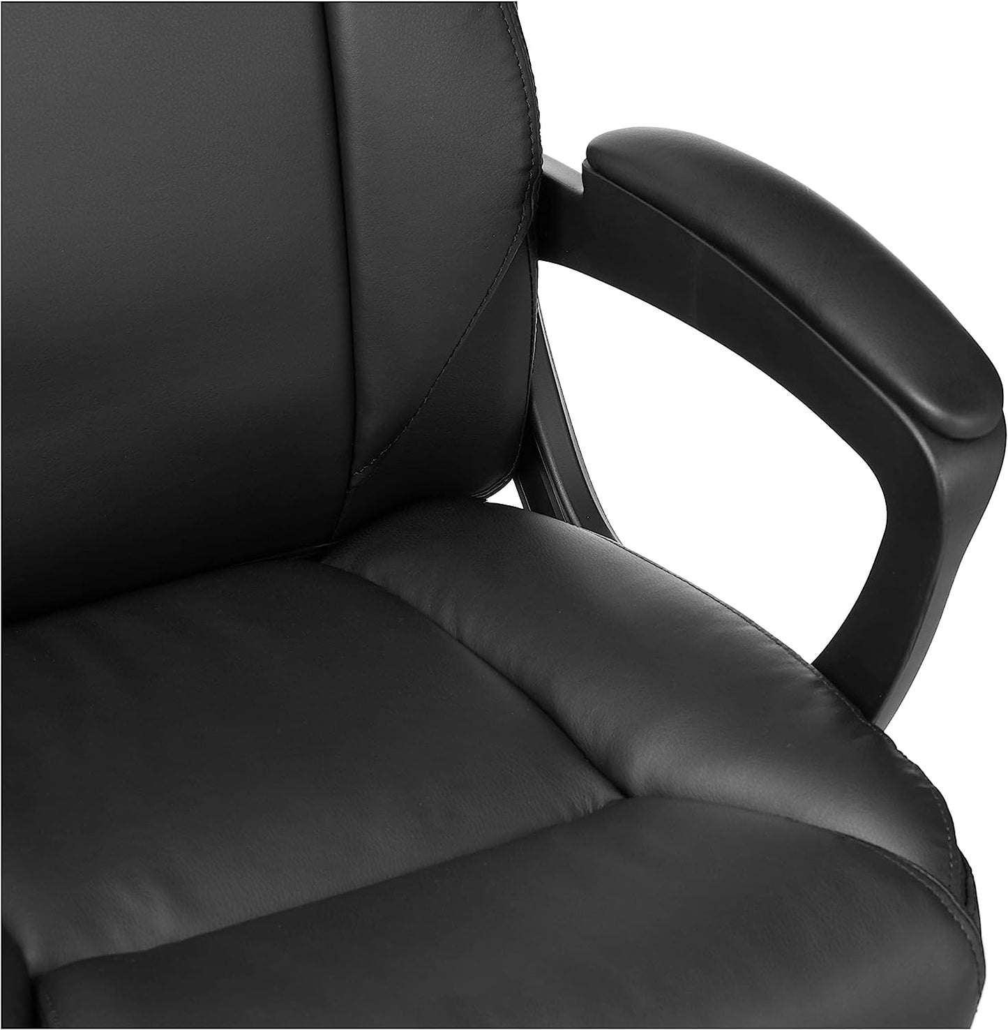 Classic Puresoft PU Padded Mid-Back Office Computer Desk Chair with Armrest, 26"D X 23.75"W X 42"H, Black