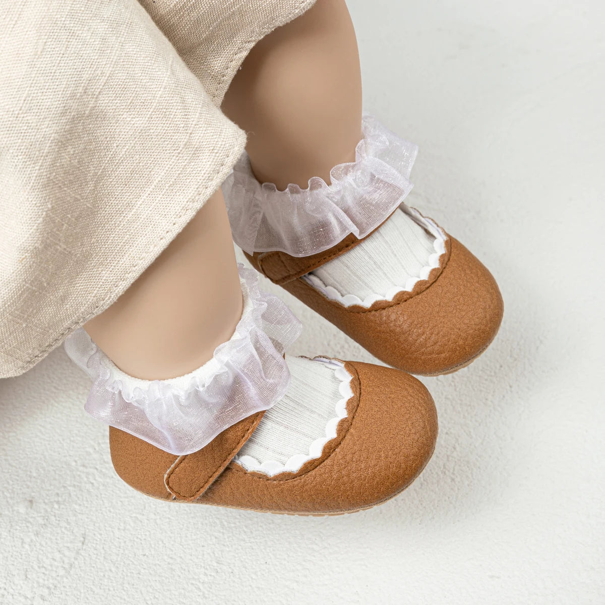 Baby Boys Girls Shoes Infant Leather Rubber Sole Anti-Slip Toddler First Walkers Crib Shoes Newborn Girl Princess