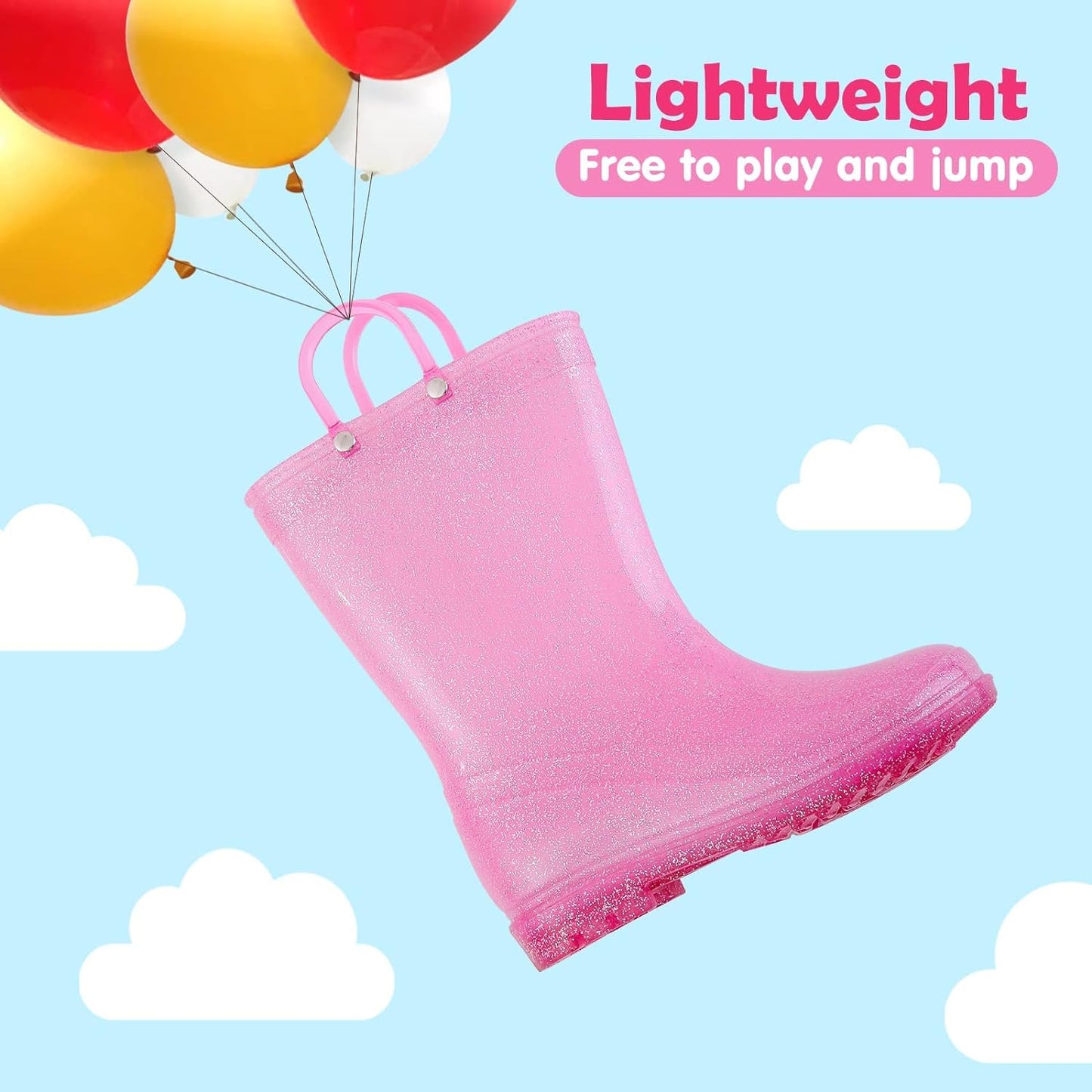 Kids Rain Boots for Boys Girls Waterproof Toddler Rain Boots with Easy-On Handles