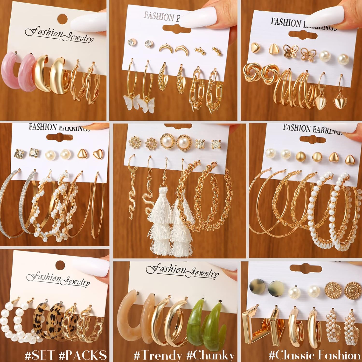 45 Pairs Gold Hoop Earrings for Girls Women, Chunky Twisted Small Big Hoops Earring Packs Set, Earrings for Women Multipack, Fashion Trendy Earrings Jewelry for Birthday Party Christmas Gift