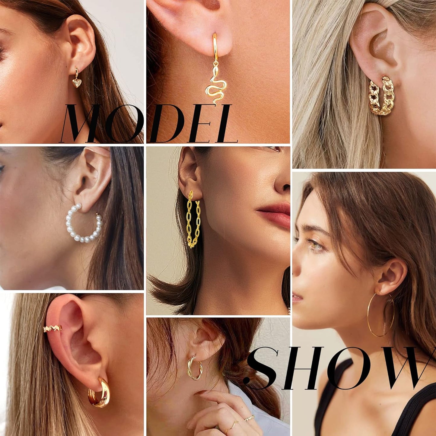 45 Pairs Gold Hoop Earrings for Girls Women, Chunky Twisted Small Big Hoops Earring Packs Set, Earrings for Women Multipack, Fashion Trendy Earrings Jewelry for Birthday Party Christmas Gift