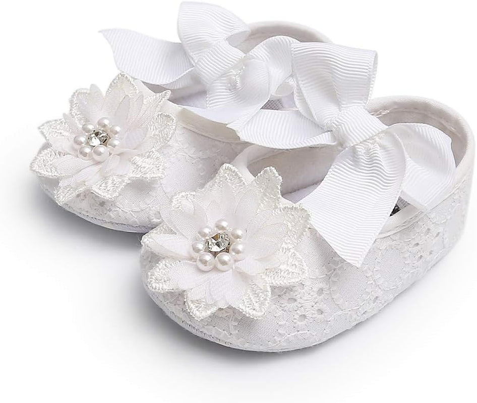 Infant Baby Girl Shoes Baby Mary Jane Flats Princess Wedding Dress Shoes Crib Shoe for Newborns, Infants, Babies, and Toddlers