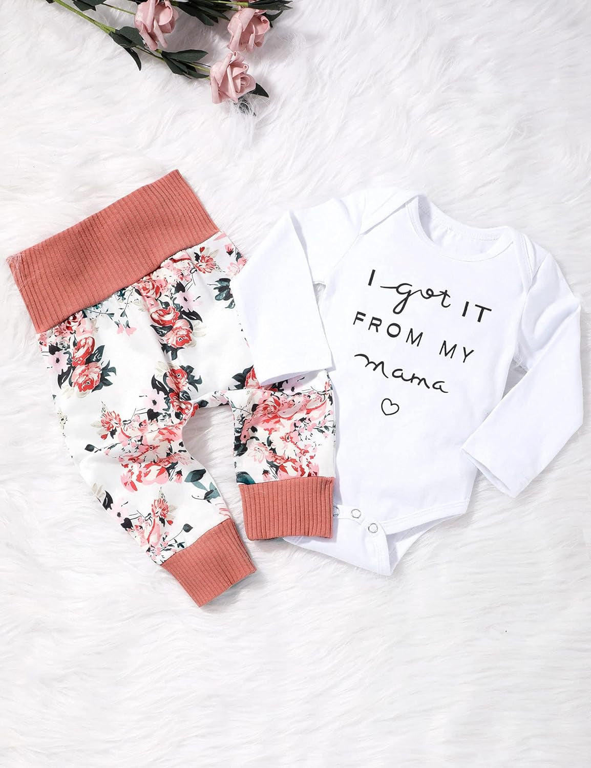 Baby Girl Clothes, Newborn Girl Letter Print Romper Tops +Cute Pants +Hat +Headband 4PCS Spring Summer Outfits Set