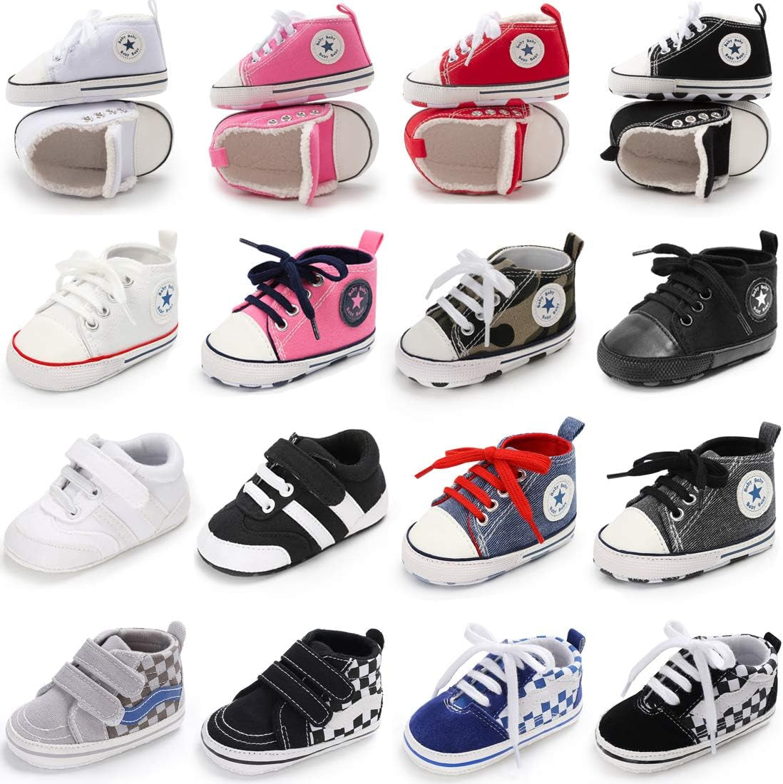 Unisex Baby Boy Girl Canvas Sneaker Soft Sole Infant Lace up Newborn Ankle Toddler First Walkers Crib Shoes