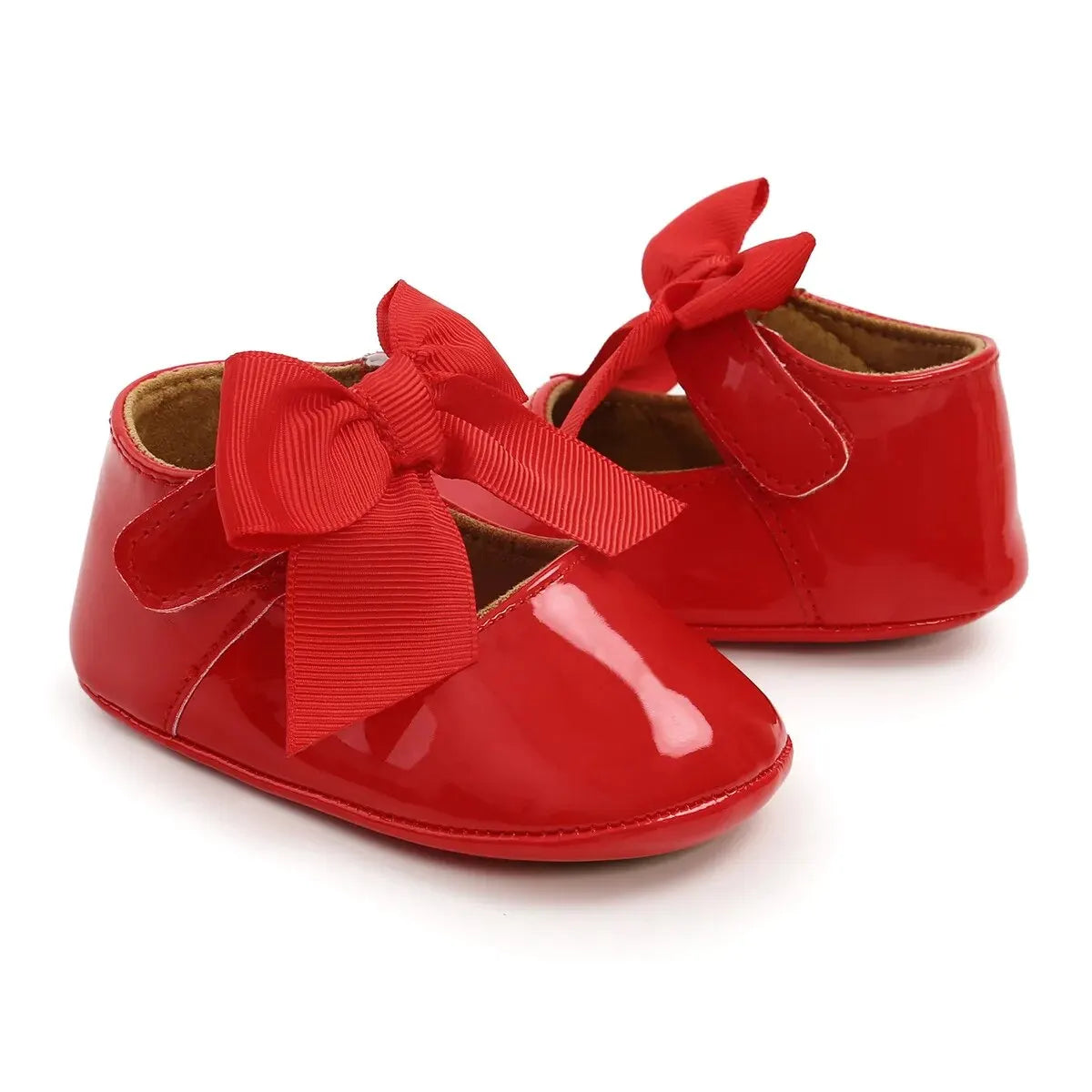 Baby Shoes Bowknot Rubber Sole Anti-Slip PU Ballet Slippers Baby Girl Dress Shoes First Walker Toddler Crib Shoes