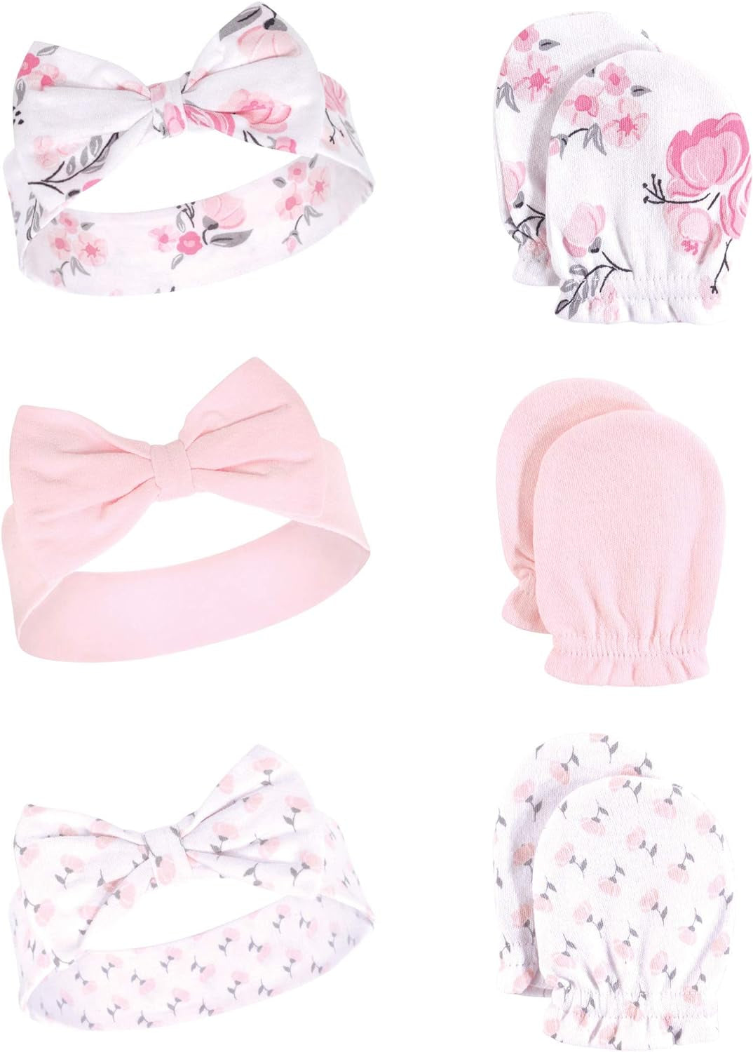 Baby Girls' Cotton Headband and Scratch Mitten Set