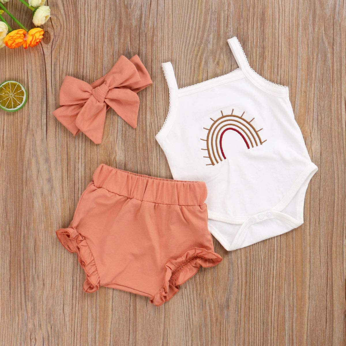 Newborn Baby Girl Clothes Cotton Infant Romper Headband Shorts Play Wear Summer Outfits