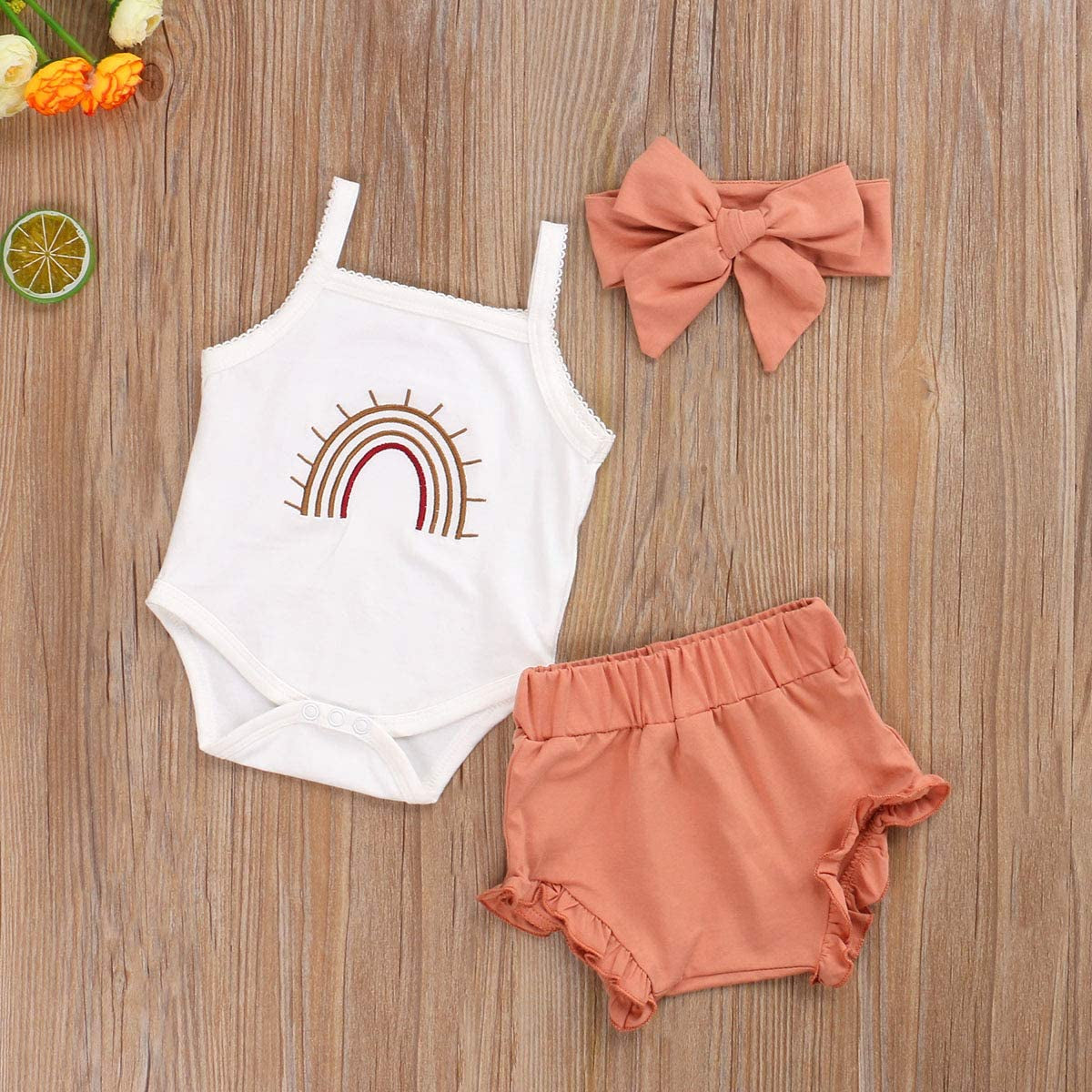 Newborn Baby Girl Clothes Cotton Infant Romper Headband Shorts Play Wear Summer Outfits