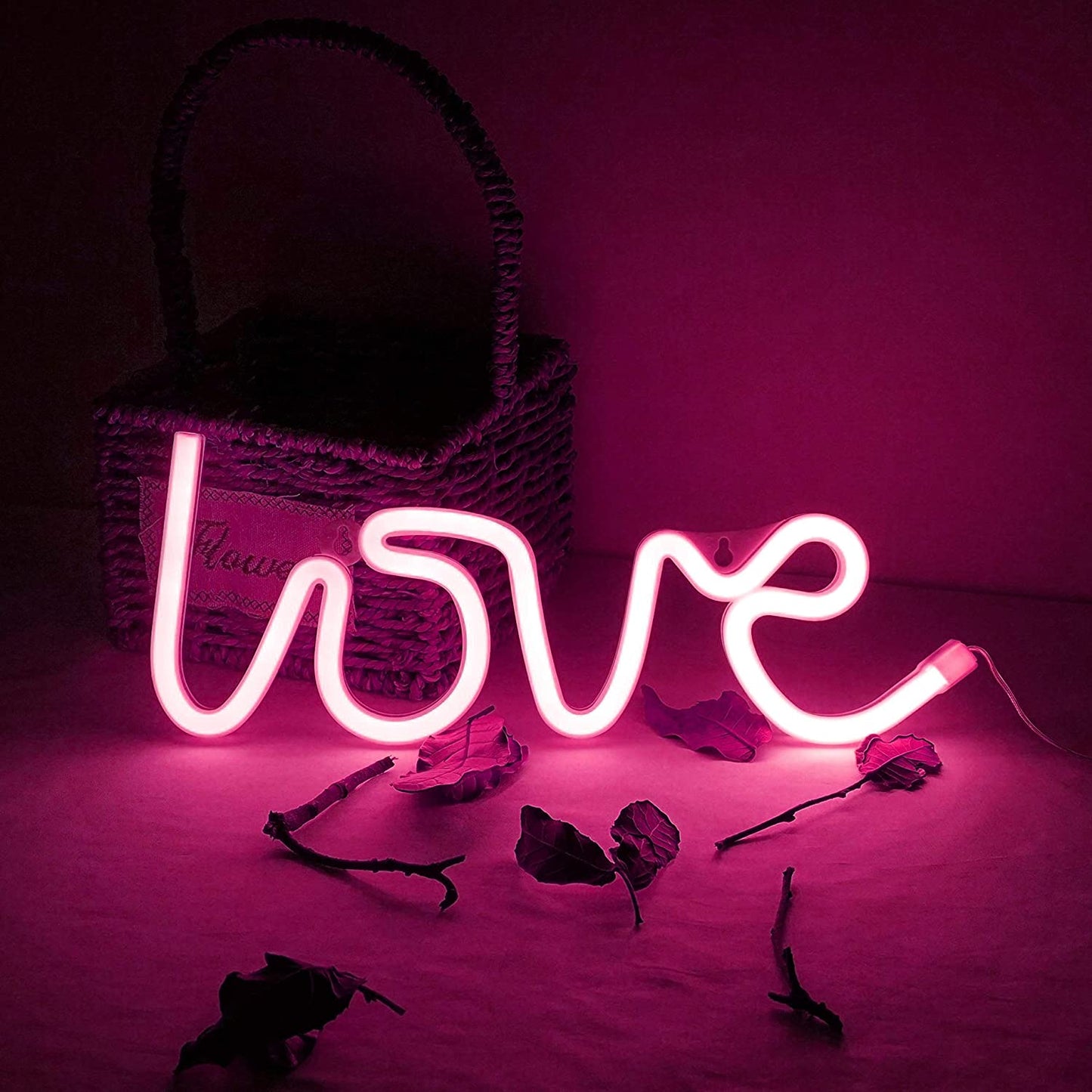 Love Neon Light, Cute Neon Love Sign, Battery or USB Powered Night Light as Wall Decor for Kids Room, Bedroom, Festival, Party (Pink)