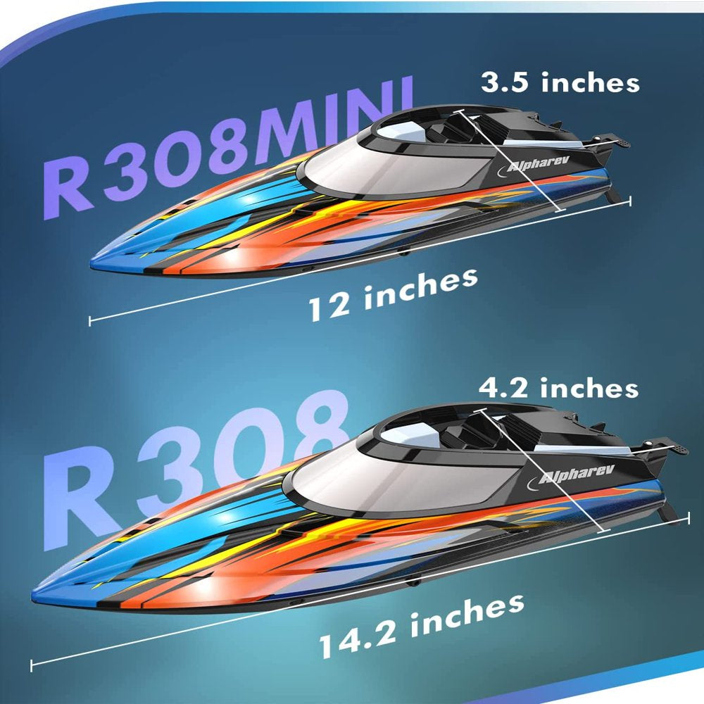 RC Boat with Case R308MINI 2 Packs 20+ MPH Remote Control Boat for Pools and Lakes, 2.4 GHZ RC Boats for Adults and Kids