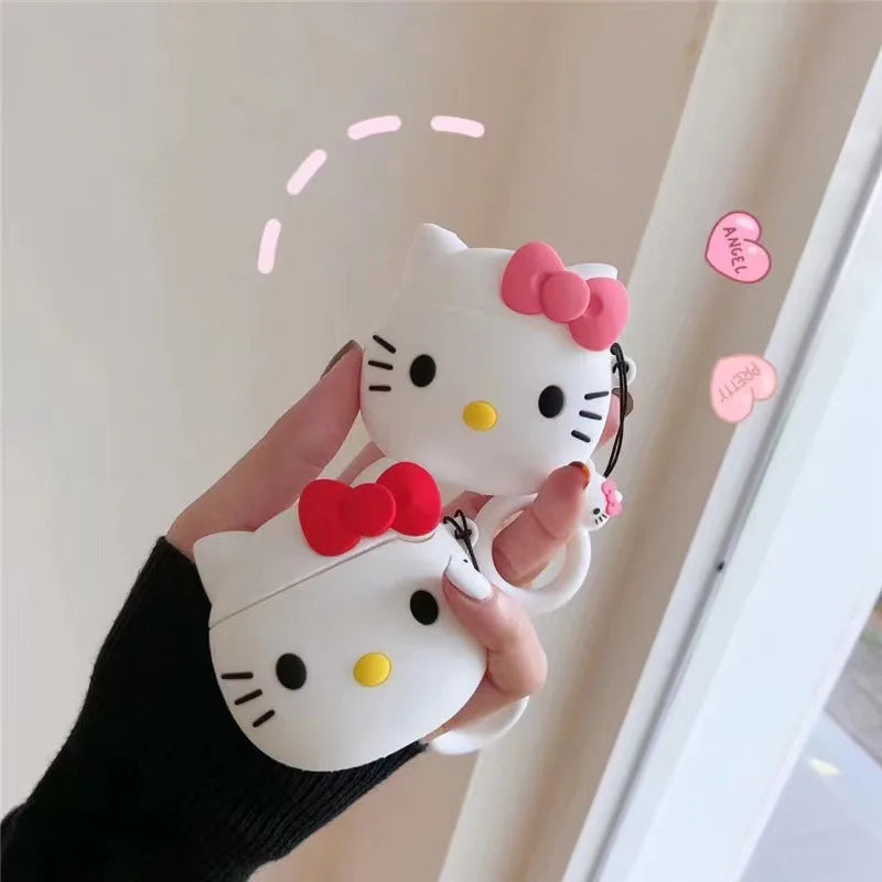 Kawaii Hello Kitty Funda Airpods Cases for 1/2/3/Pro Bluetooth Headset Case Soft Airpods-Cases Hello Kitty for Girl Christma New