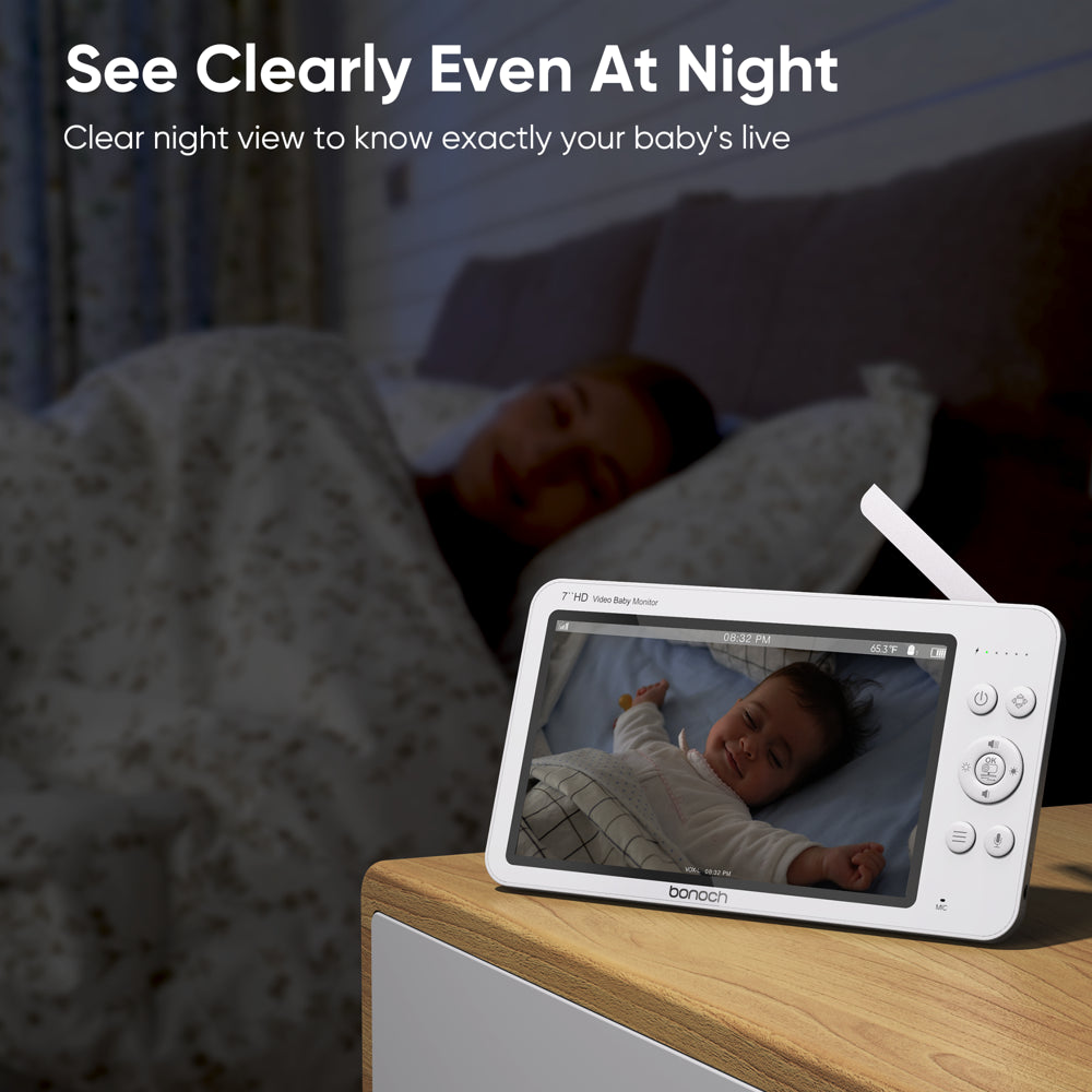 720P HD Video Baby Monitor with Camera and Audio 7-Inch Screen Secure from Hacking No Wi-Fi