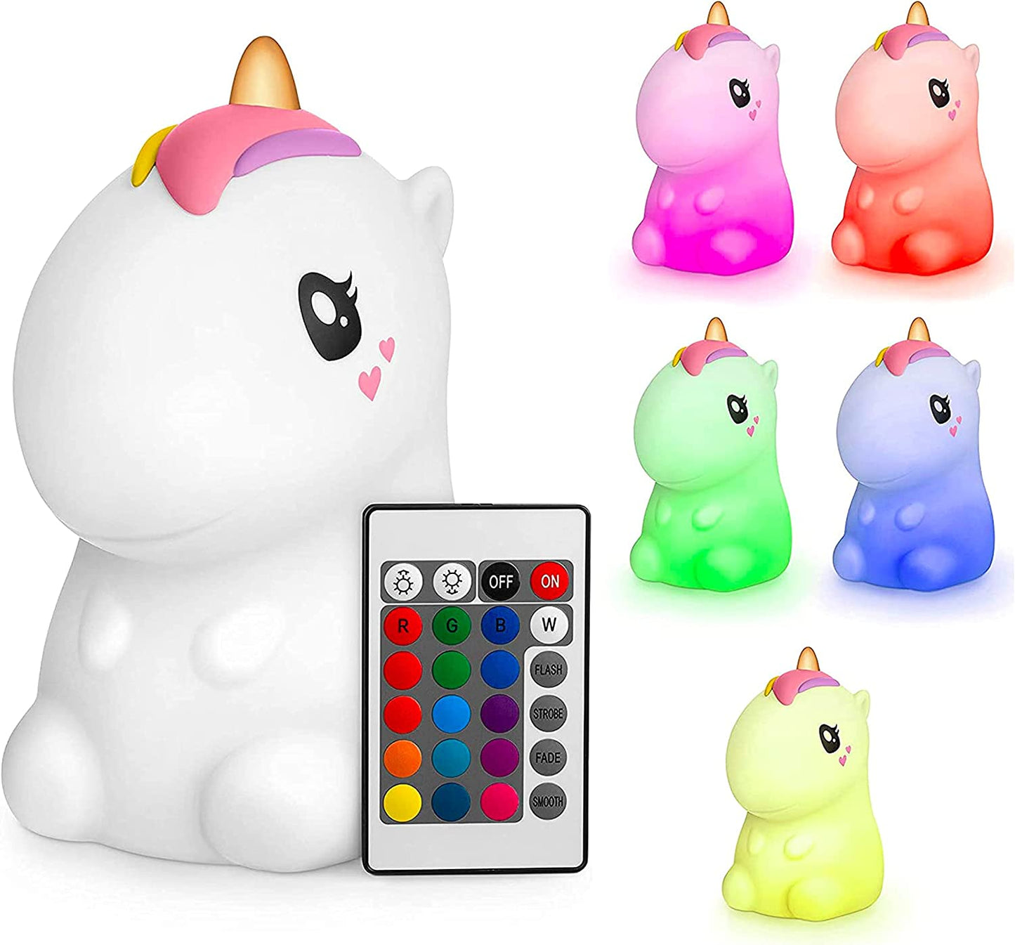 Baby Night Light Unicorn - Kids Night Light - Toddler Night Light - Silicone Nursery Lamp with Remote Control