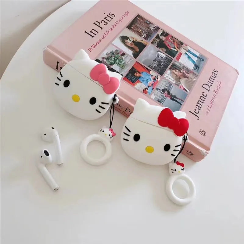 Kawaii Hello Kitty Funda Airpods Cases for 1/2/3/Pro Bluetooth Headset Case Soft Airpods-Cases Hello Kitty for Girl Christma New