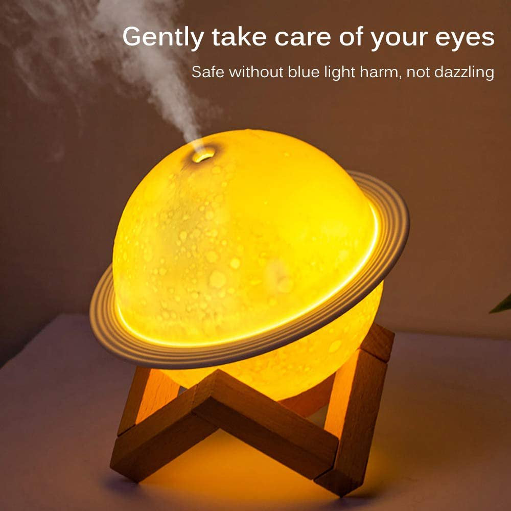 Humidifier, 2 in 1 Moon Night Light & Humidifiers with USB Powered, White, Warm White, Yellow 3D LED Moon Light with Stand, 200Ml