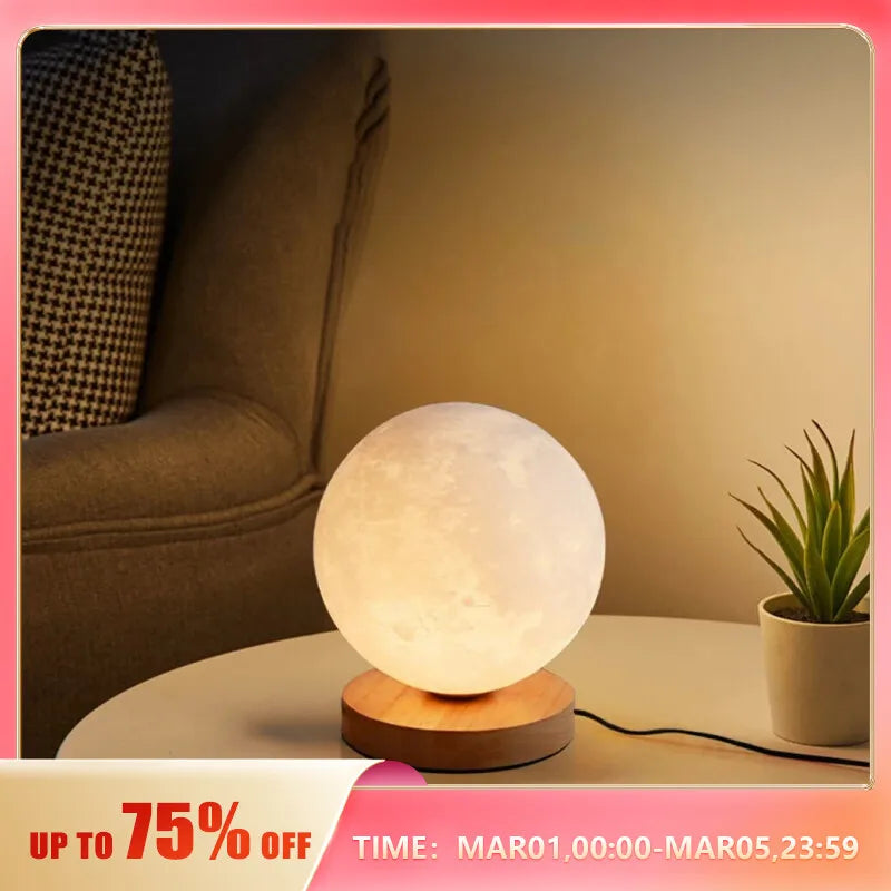 Creative 3D Moon Night Lamp Control 3 Colors Wire Led Desktop Lamp Lunar Night Light for Bedroom Decoration Birthday Gifts