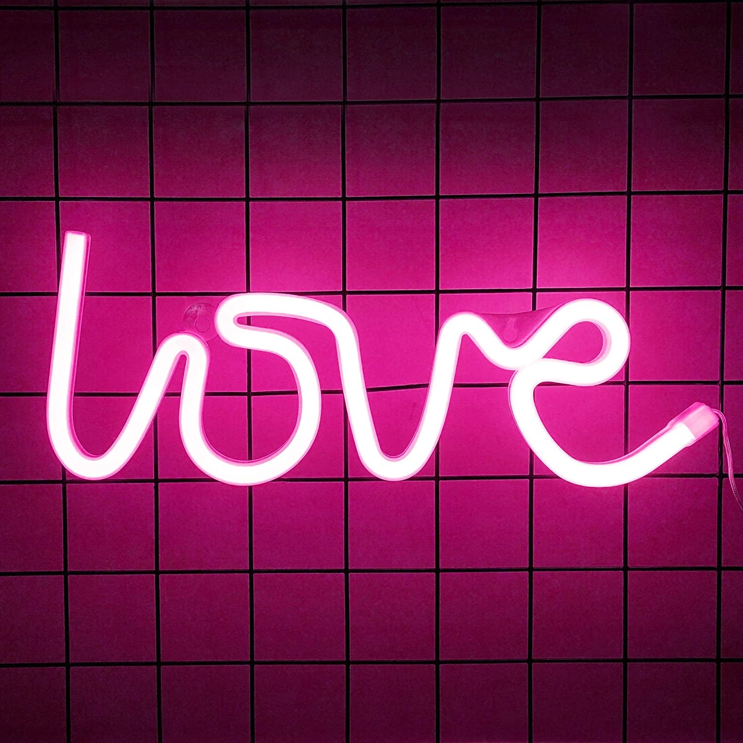 Love Neon Light, Cute Neon Love Sign, Battery or USB Powered Night Light as Wall Decor for Kids Room, Bedroom, Festival, Party (Pink)