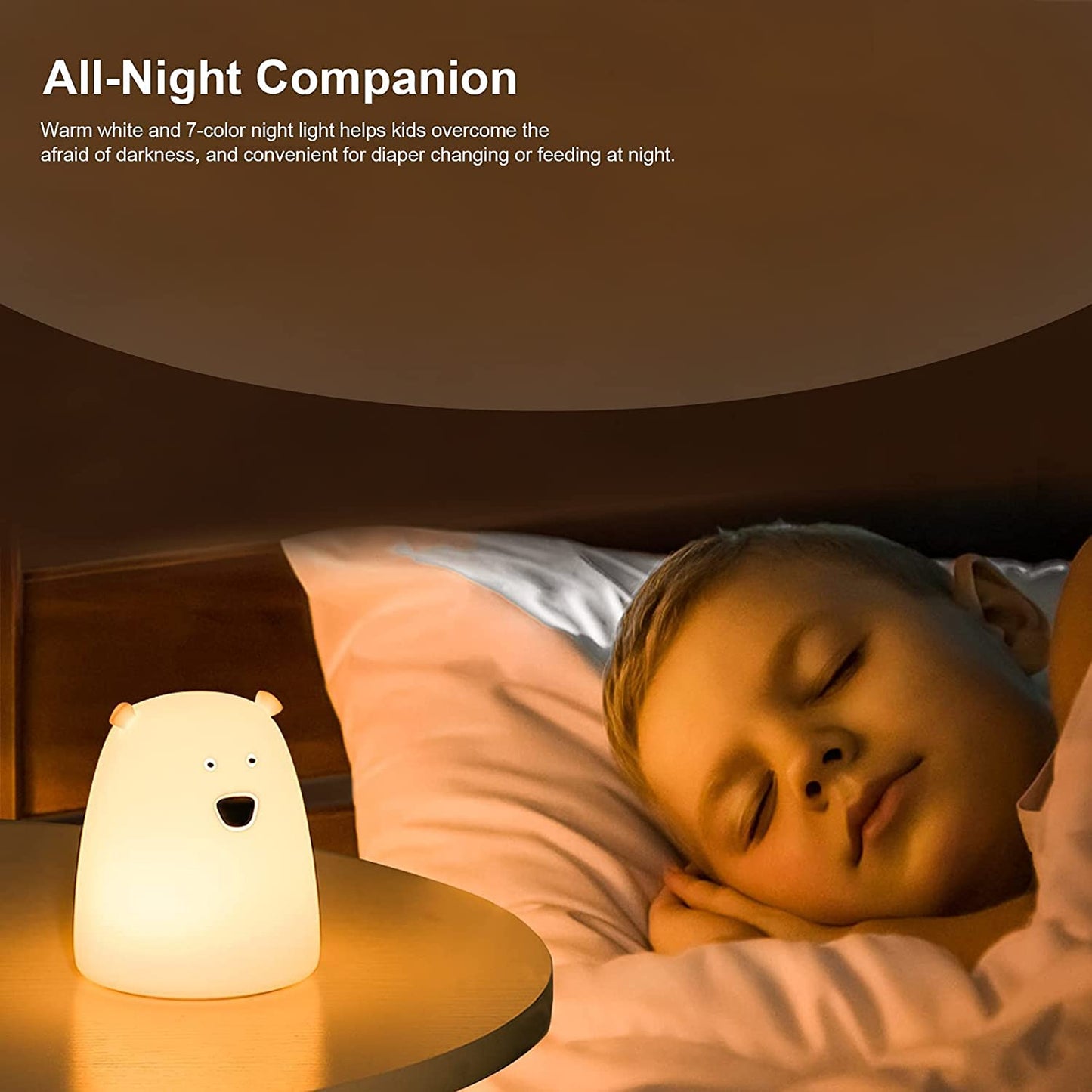 Night Light for Kids, Cute Night Lamp Battery Powered Night Light for Kids Silicone Soft LED Nightlights, Baby Nursery Squishy Light Birthday Gifts for Girls and Boys(Little Bear)