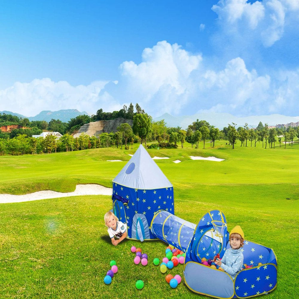 Kids Play Tent, 3 in 1 Kids Play Tent for Toddler Boys with Play Tunnel & Baby Ball Pit & Castle Tent and Storage Bag, Indoor Outdoor Toy Tent for Toddlers Kids Toy Gifts (Without Ball)