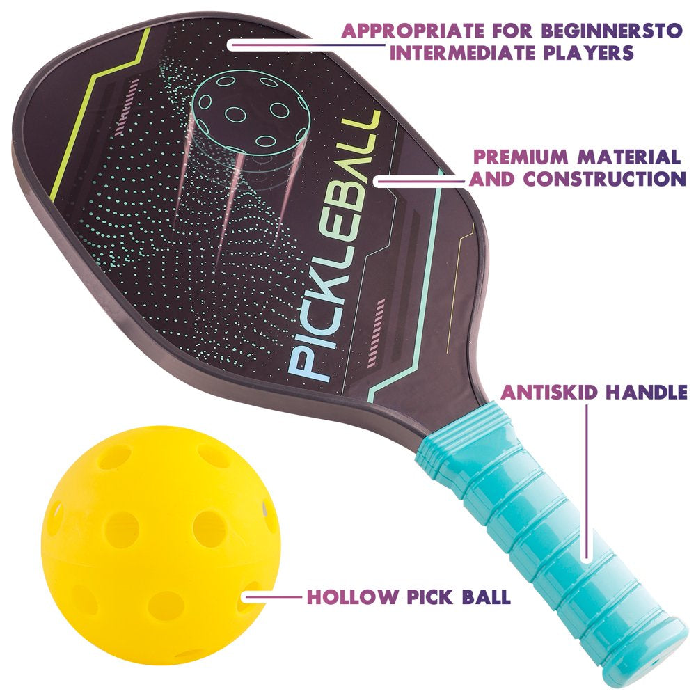 Pickleball Paddles Set Pickle Ball Paddle Set of 2 with 4 Pickleball Balls and Bag, Pickleball Rackets Gifts for Women Men Beginners