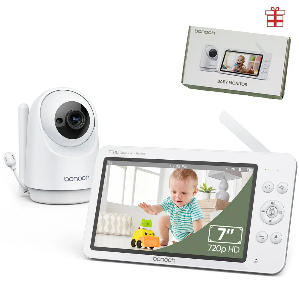 720P HD Video Baby Monitor with Camera and Audio 7-Inch Screen Secure from Hacking No Wi-Fi