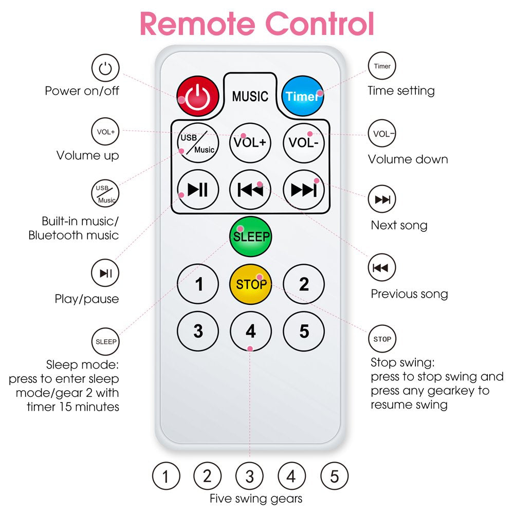 Baby Swing for Infants - APP Remote Bluetooth Control, 5 Speed Settings, 10 Lullabies, USB Plug (Blue)