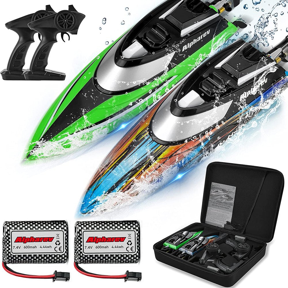 RC Boat with Case R308MINI 2 Packs 20+ MPH Remote Control Boat for Pools and Lakes, 2.4 GHZ RC Boats for Adults and Kids